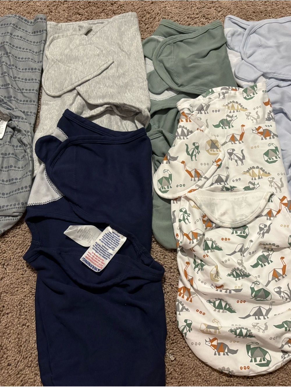 Kids Pajamas Swaddle & Sleep Sack Set - Gray, Olive, Navy, White Dino Print